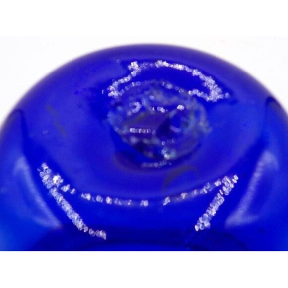 Flower Bowl- Blown Glass- Cobalt Blue- Swirl Pattern - Picture 5 of 6